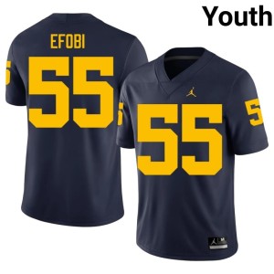 Navy Michigan University #55 College Football Youth Nathan Efobi Jerseys 456739-891