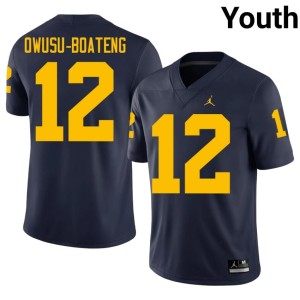 Navy University of Michigan Wolverines College Football Nathaniel Owusu-Boateng Official Youth #12 Jersey 521529-295