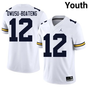 White #12 College Football Youth U of M Nathaniel Owusu-Boateng High School Jersey 599616-525