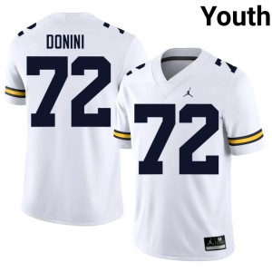 White Youth College Football Peter Donini #72 U-M Replica Jersey 165647-202