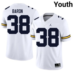 White Youth Sam Baron Stitched #38 College Football U of M Jerseys 834363-104