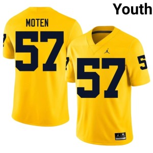 Maize Travis Moten Youth UMich #57 Limited College Football Jersey 939679-396