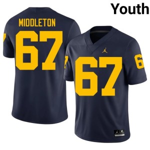 Navy College Football #67 U-M Trent Middleton Replica Youth Jersey 613347-189