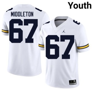 White UMich Trent Middleton Youth College Football #67 Alumni Jerseys 487456-483