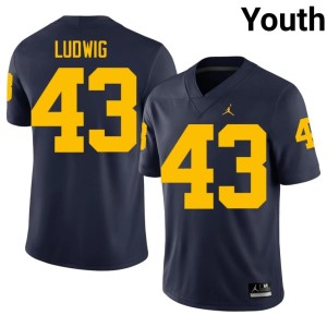 Navy Wolverines 2026 #43 Zach Ludwig College Football Youth Jersey 259415-792