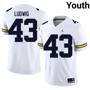 White #43 U of M College Football Youth Zach Ludwig High School Jersey 611022-267