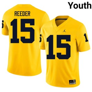 Maize College Football University of Michigan Aden Reeder #15 Official Youth Jersey 400345-192