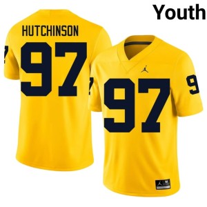 Maize College Football Youth #97 Wolverines University Aidan Hutchinson Jersey 989809-485