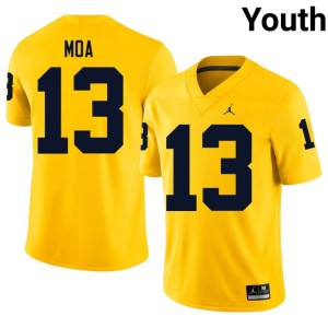 Maize University of Michigan Wolverines College Football Youth Game #13 Aisea Moa Jersey 562764-685