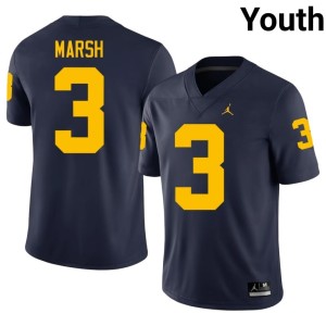 Navy U of M #3 University Andrew Marsh Youth College Football Jerseys 373467-963