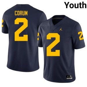Navy University College Football Youth #2 Michigan Blake Corum Jersey 828001-357
