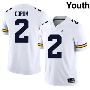 White Blake Corum #2 Game College Football U-M Youth Jersey 585592-733