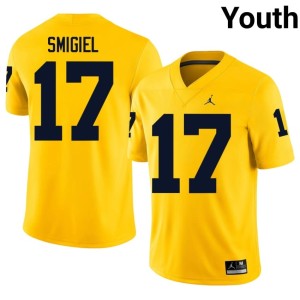Maize Michigan Embroidery College Football Youth #17 Brady Smigiel Jerseys 125533-774