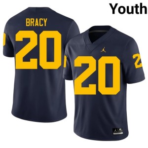 Navy Stitched College Football MICH #20 Chris Bracy Youth Jerseys 224874-957