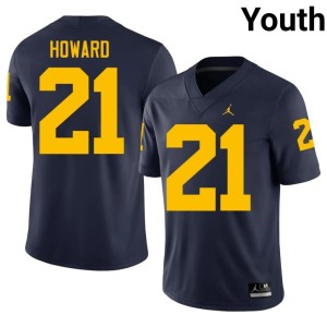 Navy 2026-27 Youth #21 Desmond Howard Michigan Wolverines College Football Jersey 592422-233