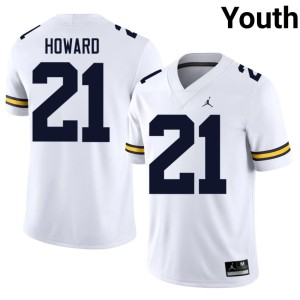 White Youth Desmond Howard Embroidery #21 College Football Michigan Wolverines Jersey 970722-584