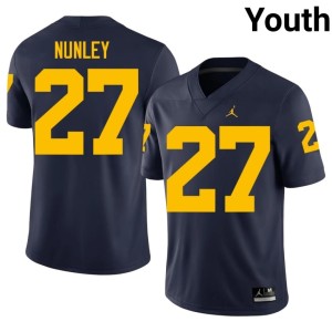 Navy College Football UMich Youth #27 Ernest Nunley University Jersey 765129-891