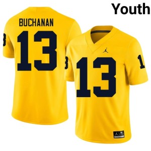 Maize #13 Game Youth College Football JJ Buchanan MICH Jerseys 795516-680