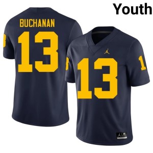 Navy UMich College Football Youth #13 Stitched JJ Buchanan Jersey 719437-648