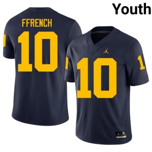 Navy #10 Jaime Ffrench Embroidery College Football University of Michigan Wolverines Youth Jerseys 238872-649