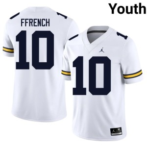 White Embroidery Jaime Ffrench #10 U of M College Football Youth Jersey 980884-577