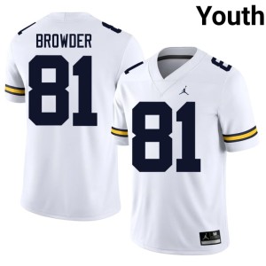 White Embroidery College Football Jamar Browder Michigan Youth #81 Jersey 590435-446