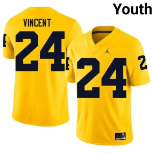 Maize Michigan Wolverines #24 Player College Football Youth Jamarion Vincent Jersey 486175-148