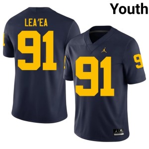 Navy College Football Michigan Wolverines Jonah Lea'ea Youth #91 Alumni Jersey 211721-100