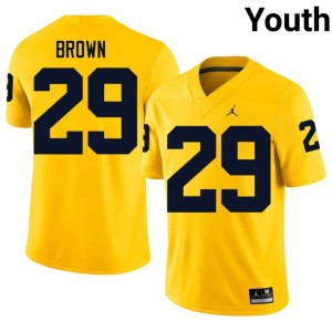 Maize #29 Jonathan Brown UMich University College Football Youth Jersey 281013-798
