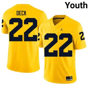 Maize Jordan Deck College Football #22 University of Michigan Alumni Youth Jerseys 835474-260