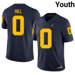 Navy College Football #0 University of Michigan Wolverines Jyaire Hill Youth Official Jerseys 737825-748