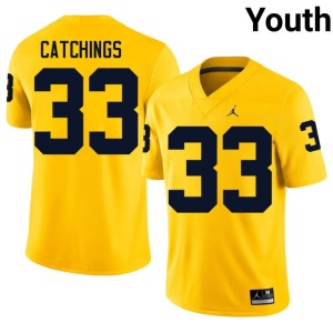 Maize Game Youth #33 College Football Michigan Kaden Catchings Jerseys 576335-181