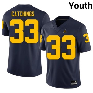 Navy NCAA #33 Wolverines College Football Youth Kaden Catchings Jerseys 614700-172