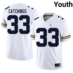 White Kaden Catchings MICH #33 Limited Youth College Football Jersey 594348-438