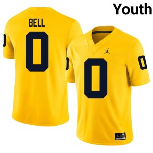 Maize Player Youth College Football #0 Kendrick Bell Michigan Jersey 447923-119