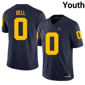 Navy #0 2026-27 College Football Kendrick Bell Youth Michigan Jersey 593541-225