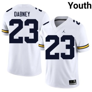 White #23 University College Football U of M Youth Markel Dabney Jersey 534650-830
