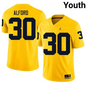 Maize Max Alford #30 Youth University College Football U-M Jersey 309555-195
