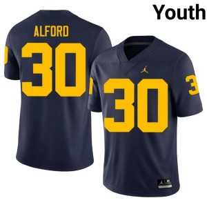 Navy 2026 Wolverines Max Alford Youth College Football #30 Jerseys 558725-518