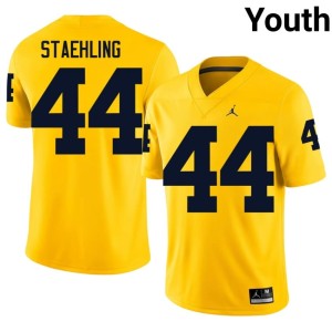 Maize #44 Nathaniel Staehling Youth College Football University of Michigan Alumni Jersey 427805-983