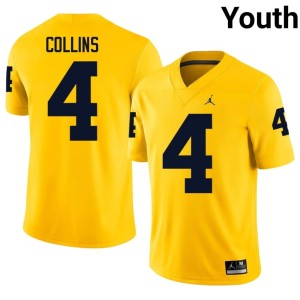 Maize Youth Nico Collins #4 Stitched College Football MICH Jerseys 301223-625