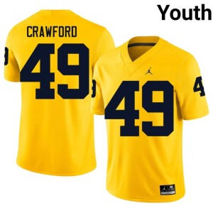 Maize College Football 2026 Wolverines Youth #49 Nico Crawford Jersey 974625-215