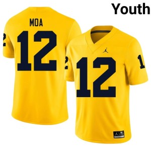 Maize College Football U of M Salesi Moa Stitched Youth #12 Jersey 489420-520