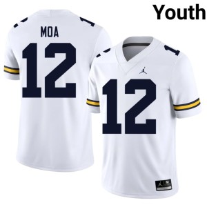 White Player #12 College Football Salesi Moa UMich Youth Jersey 794374-556