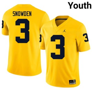 Maize University of Michigan Wolverines College Football Smith Snowden #3 University Youth Jerseys 731460-909