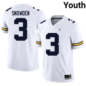 White Michigan #3 College Football Smith Snowden NCAA Youth Jersey 461402-592