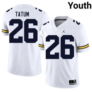 White Youth Michigan #26 Player College Football Taylor Tatum Jerseys 500797-600
