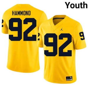 Maize Embroidery #92 U-M Youth Ted Hammond College Football Jersey 123326-510