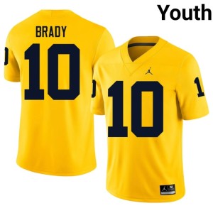 Maize 2026-27 #10 Tom Brady Youth MICH College Football Jersey 699717-370