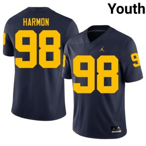 Navy Tom Harmon Youth College Football Michigan #98 University Jerseys 861664-225